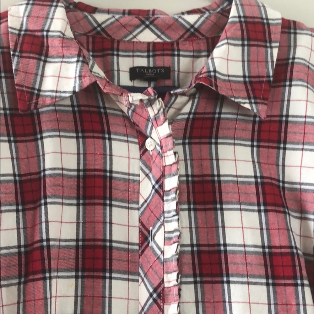 Talbots Ruffle Button Down - Picture 2 of 2